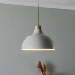 Envostar hanglamp Kaitt, houtdetail, Ø 34 cm, beige