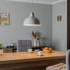 Envostar hanglamp Kaitt, houtdetail, Ø 34 cm, beige