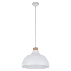 Envostar hanglamp Kaitt, houtdetail, Ø 34 cm, wit