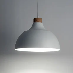 Envostar hanglamp Kaitt, houtdetail, Ø 34 cm, wit