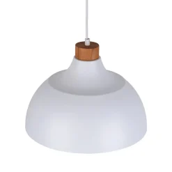 Envostar hanglamp Kaitt, houtdetail, Ø 34 cm, wit