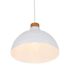 Envostar hanglamp Kaitt, houtdetail, Ø 34 cm, wit