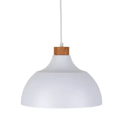 Envostar hanglamp Kaitt, houtdetail, Ø 34 cm, wit