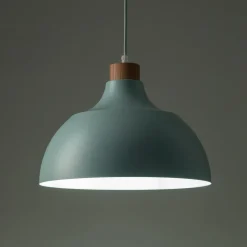 Envostar hanglamp Kaitt, houtdetail, Ø 34 cm, mint