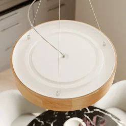 Envostar hanglamp Kerio, Ø 47 cm, eikenhout