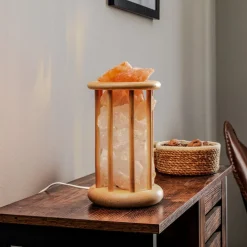 Envostar Harmony zoutlamp met lichtgekleurde houten kooi