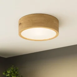 Envostar Kerio plafondlamp, Ø 27 cm, eikenhout naturel