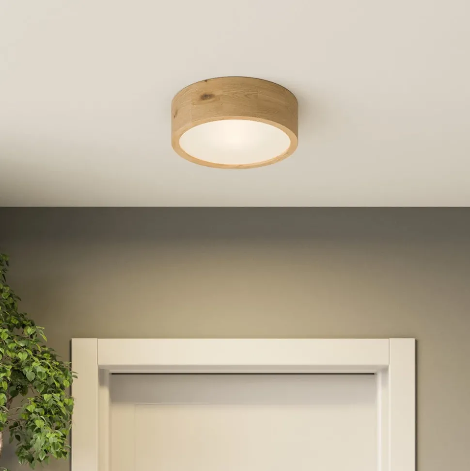 Envostar Kerio plafondlamp, Ø 27 cm, eikenhout naturel