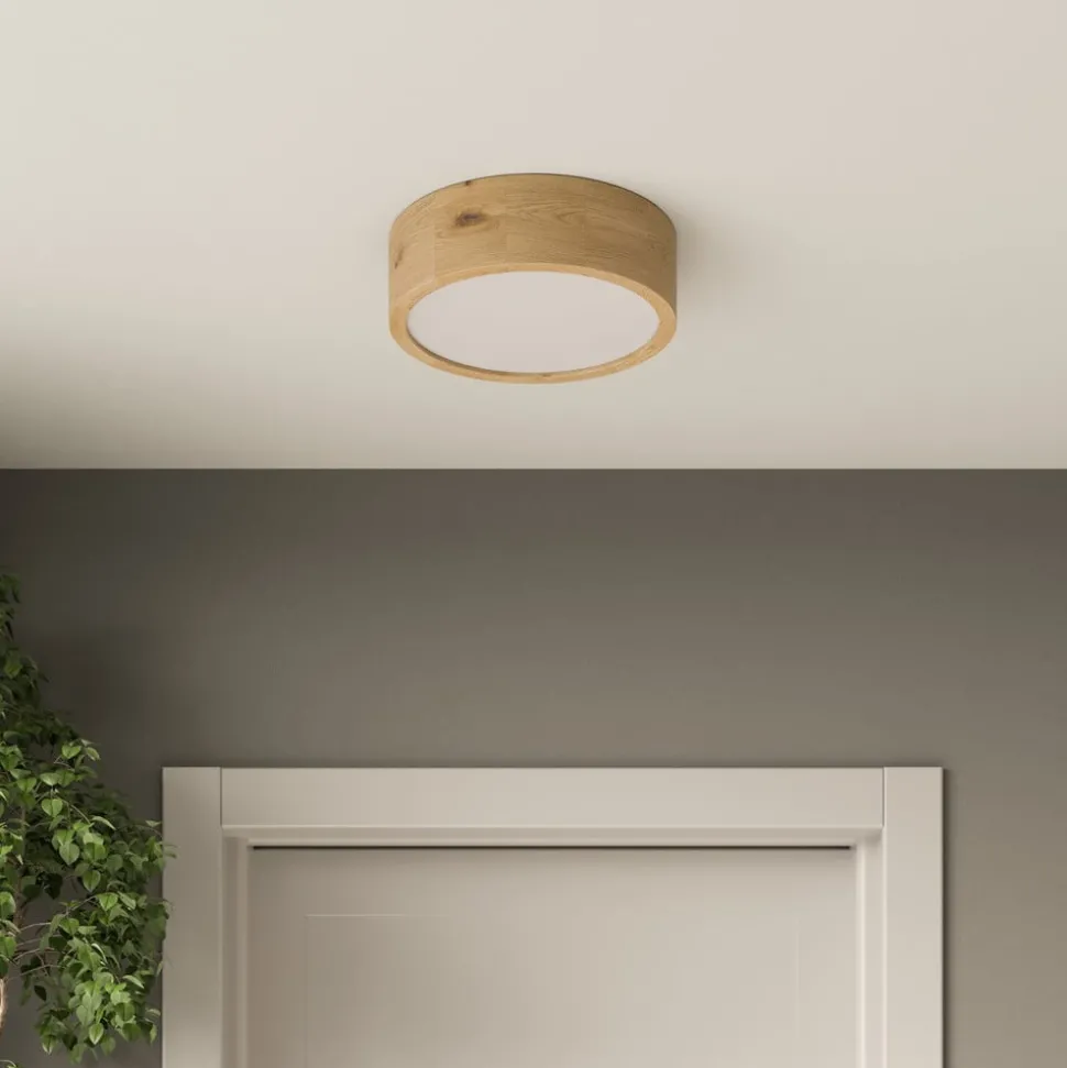 Envostar Kerio plafondlamp, Ø 27 cm, eikenhout naturel