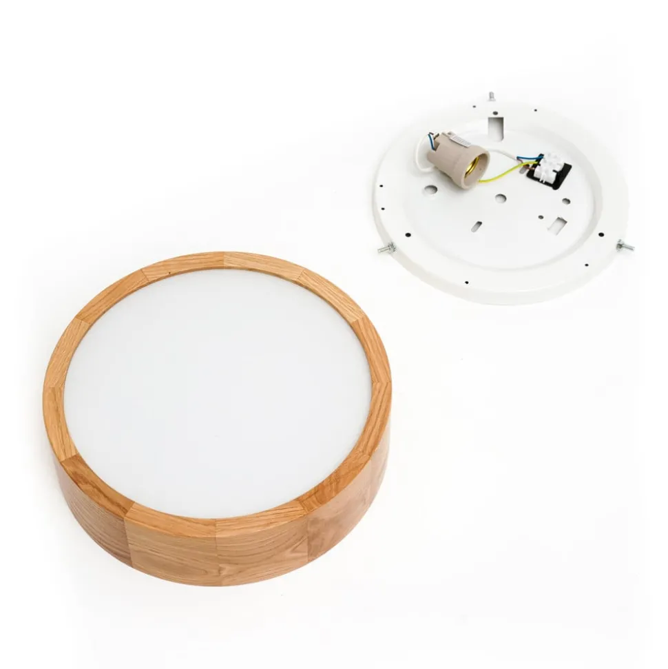 Envostar Kerio plafondlamp, Ø 27 cm, eikenhout naturel