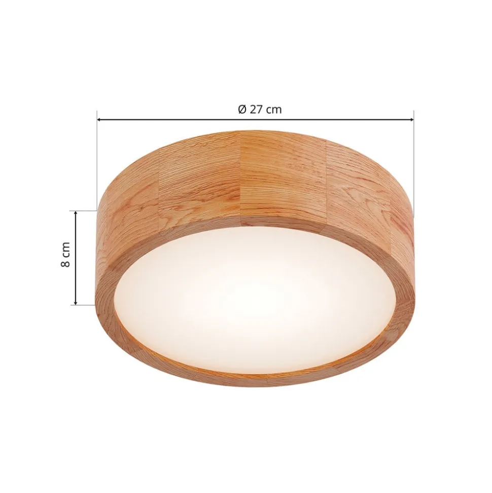 Envostar Kerio plafondlamp, Ø 27 cm, eikenhout naturel