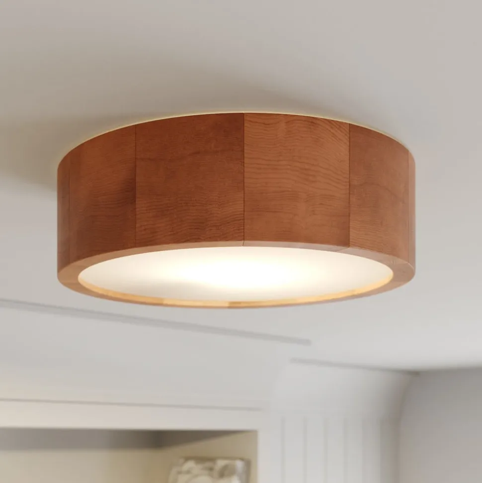 Envostar Kerio plafondlamp Ø 27 cm rustiek grenen