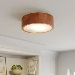 Envostar Kerio plafondlamp Ø 27 cm rustiek grenen