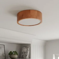 Envostar Kerio plafondlamp Ø 27 cm rustiek grenen