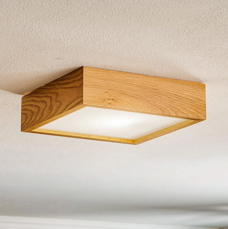 Envostar Kerio plafondlamp 27,5x27,5cm eiken licht