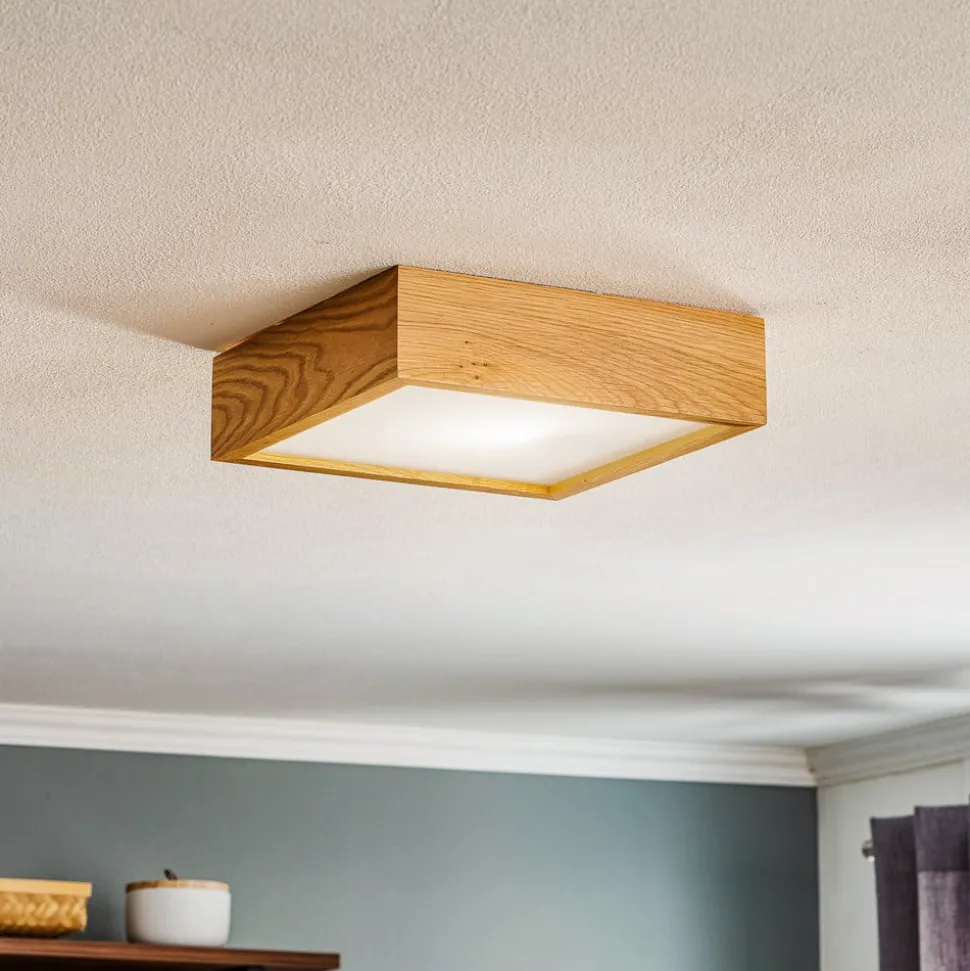 Envostar Kerio plafondlamp 27,5x27,5cm eiken licht