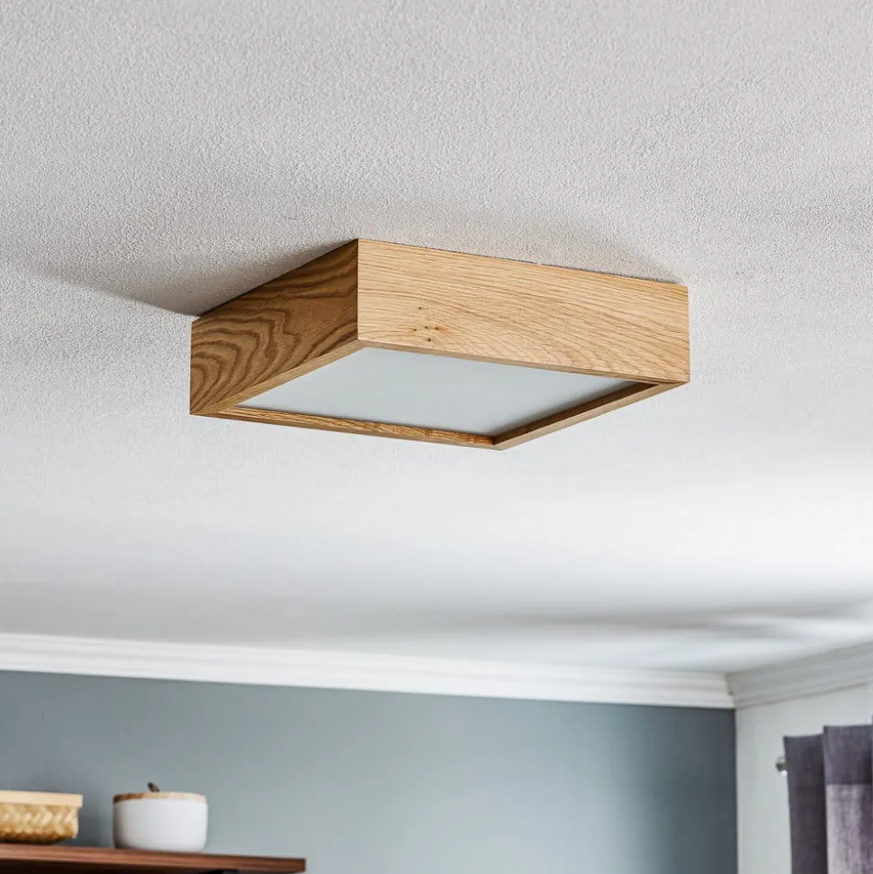 Envostar Kerio plafondlamp 27,5x27,5cm eiken licht