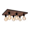 Envostar Lobo plafondlamp 6-lamps grenen walnoot