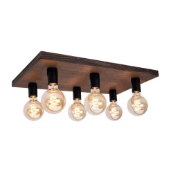 Envostar Lobo plafondlamp 6-lamps grenen walnoot