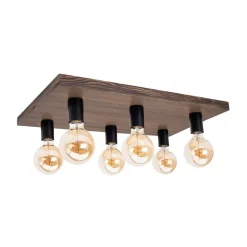 Envostar Lobo plafondlamp 6-lamps grenen walnoot