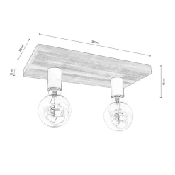 Envostar Lobo plafondlamp 2-lamps grenen grijs