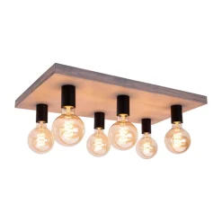 Envostar Lobo plafondlamp 6-lamps grenen grijs