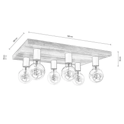 Envostar Lobo plafondlamp 6-lamps grenen grijs