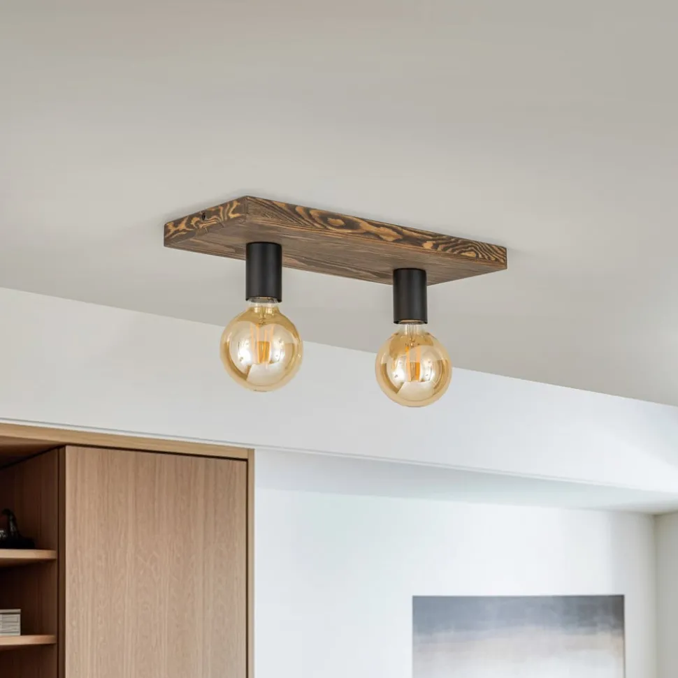 Envostar Lobo plafondlamp 2-lamps grenen walnoot