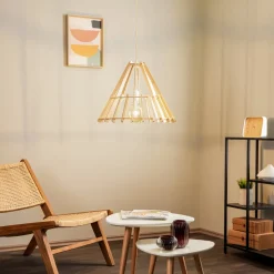 Envostar Lohr hanglamp, hout, kegelvormig Ø 53cm