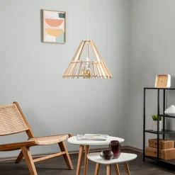 Envostar Lohr hanglamp, hout, kegelvormig Ø 53cm