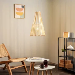Envostar Lohr hanglamp, hout, kegelvormig Ø 39cm