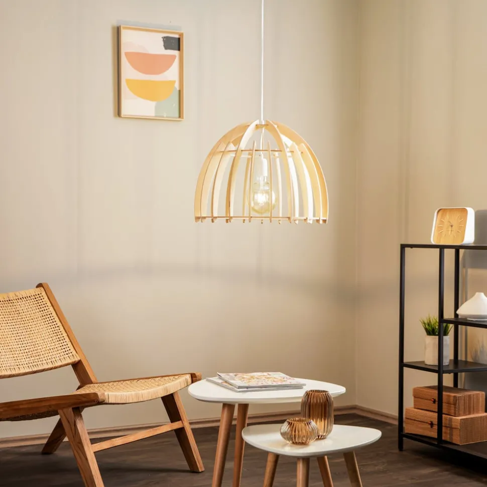 Envostar Lohr hanglamp van hout, halfrond Ø 50cm