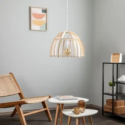 Envostar Lohr hanglamp van hout, halfrond Ø 50cm