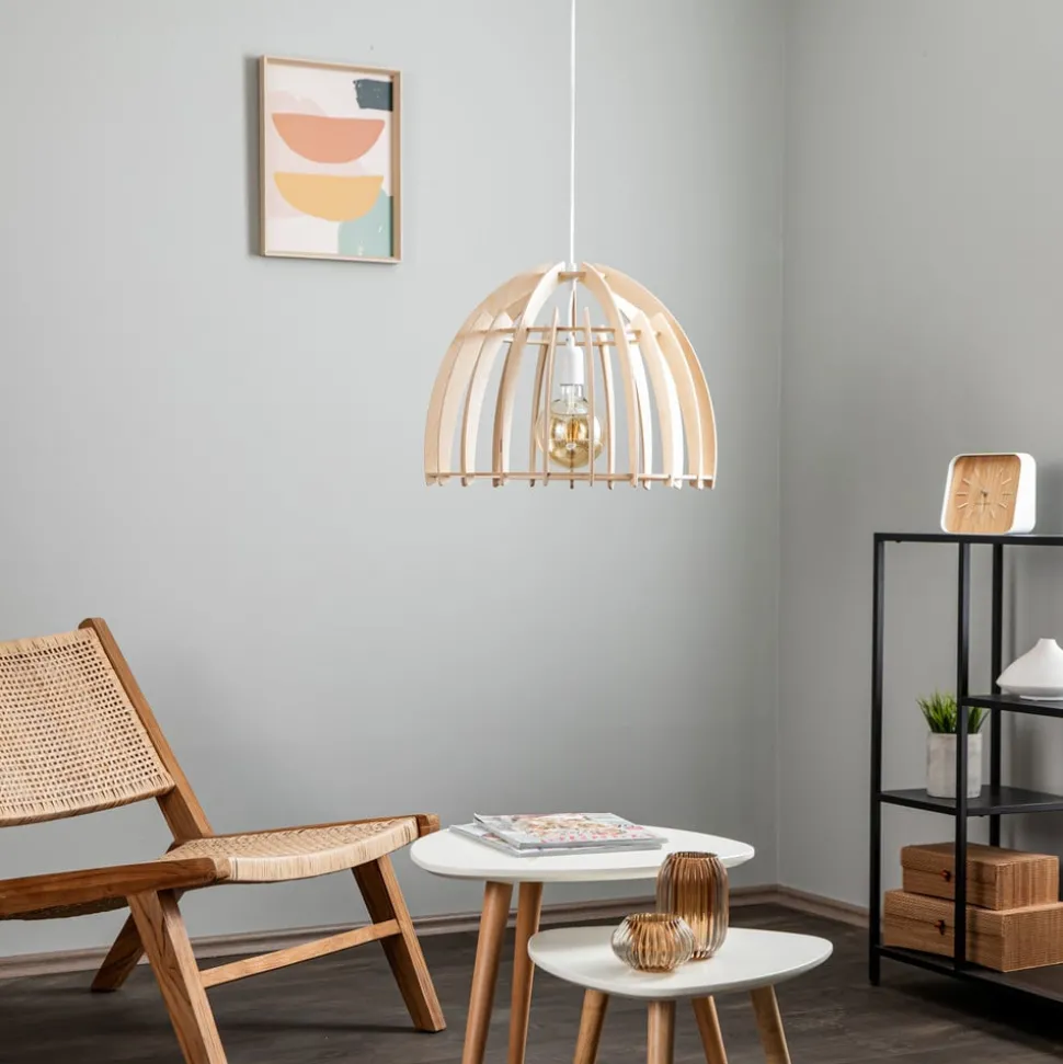 Envostar Lohr hanglamp van hout, halfrond Ø 50cm