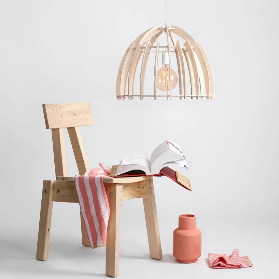 Envostar Lohr hanglamp van hout, halfrond Ø 50cm