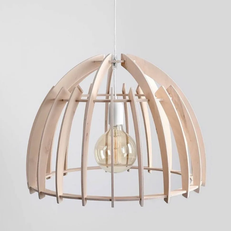 Envostar Lohr hanglamp van hout, halfrond Ø 50cm