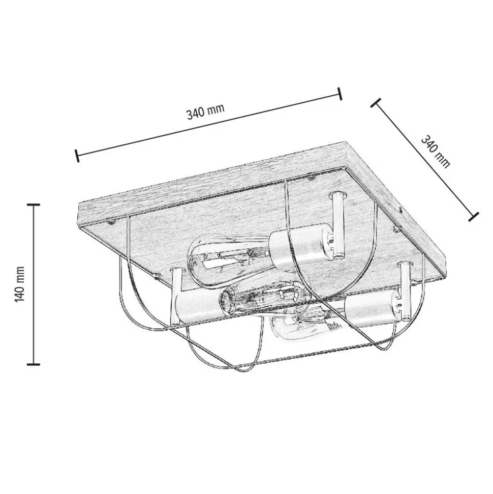 Envostar Neptuna plafondlamp, vierkant, 3-lamps.