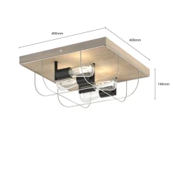 Envostar Neptuna plafondlamp, vierkant, 4-lamps.