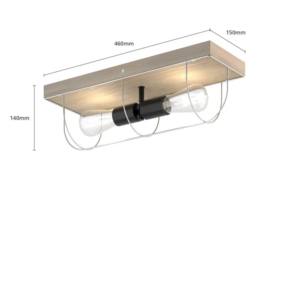 Envostar Neptuna plafondlamp, hoekig, 2-lamps.