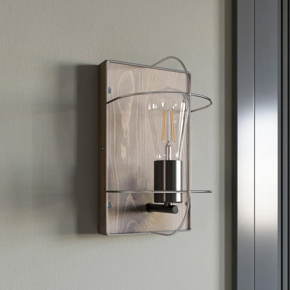 Envostar Neptuna wandlamp, grenen/metaal, 1-lamp