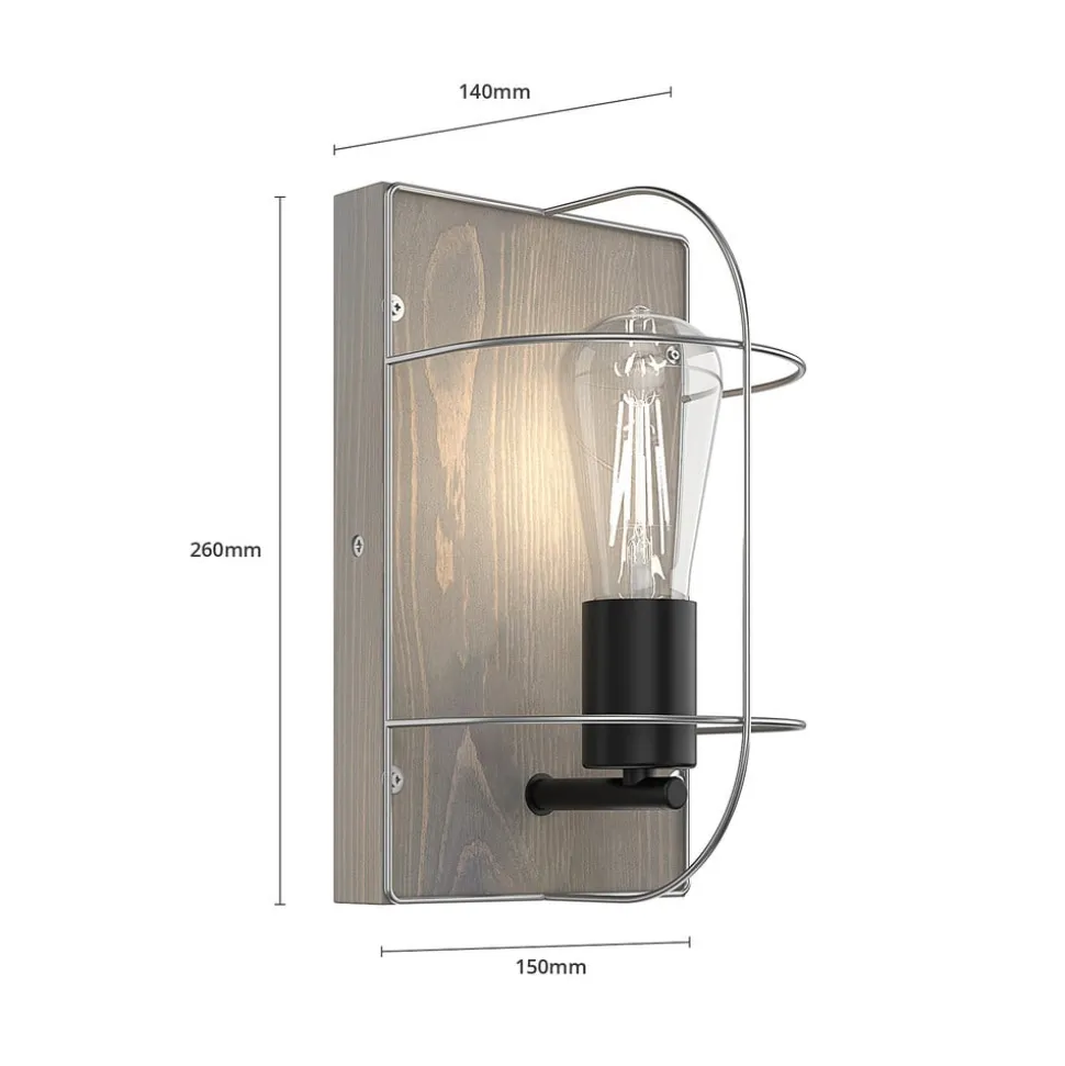 Envostar Neptuna wandlamp, grenen/metaal, 1-lamp