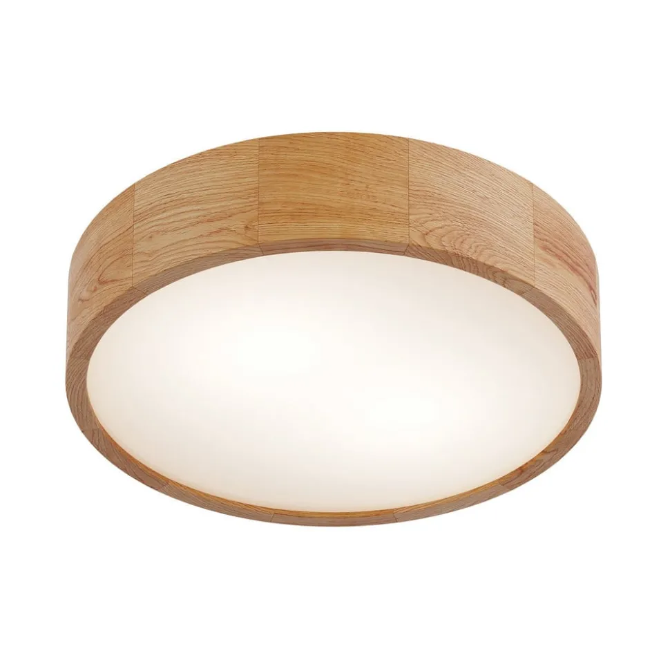 Envostar plafondlamp Kerio, Ø 37 cm, eikenhout naturel