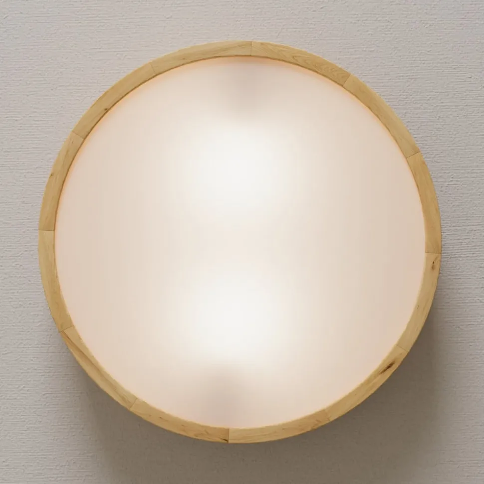 Envostar plafondlamp Kerio, Ø 37 cm, eikenhout naturel