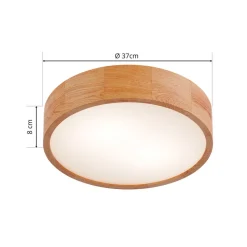 Envostar plafondlamp Kerio, Ø 37 cm, eikenhout naturel