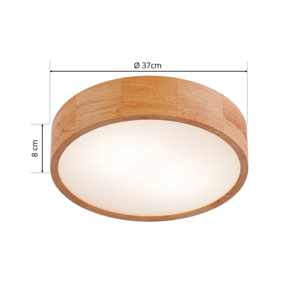 Envostar plafondlamp Kerio, Ø 37 cm, eikenhout naturel