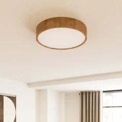 Envostar plafondlamp Kerio, Ø 47 cm, eikenhout naturel