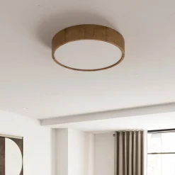 Envostar plafondlamp Kerio, Ø 47 cm, eikenhout naturel