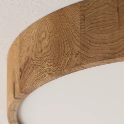 Envostar plafondlamp Kerio, Ø 47 cm, eikenhout naturel