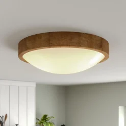 Envostar plafondlamp Kris, Ø 37 cm, eikenhout naturel