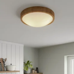 Envostar plafondlamp Kris, Ø 37 cm, eikenhout naturel